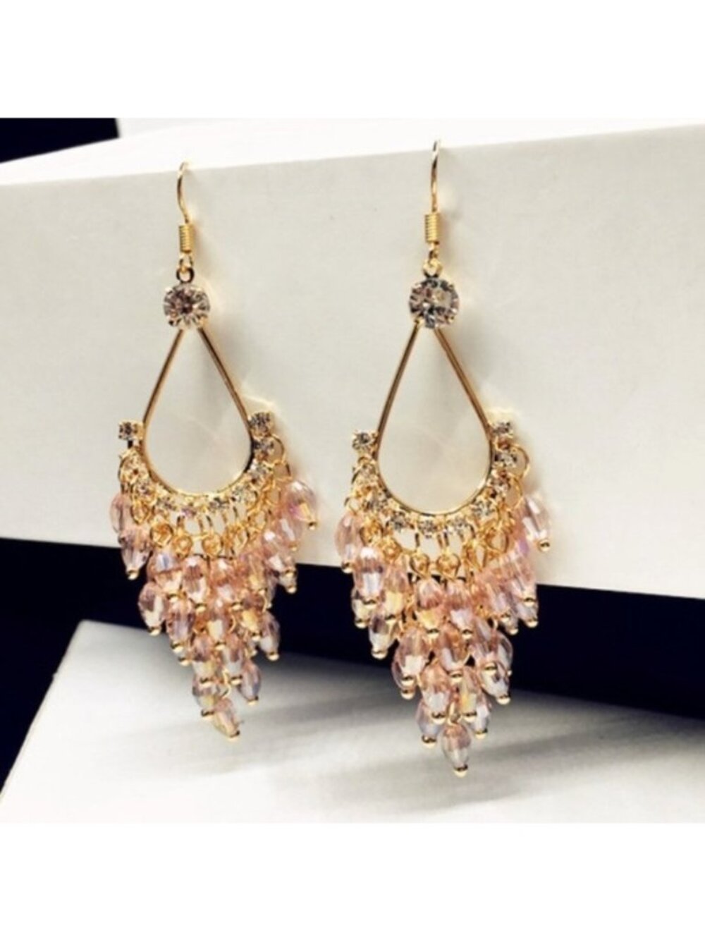 Pink Crystal Dangle Drop Dangle Fam Earrings
